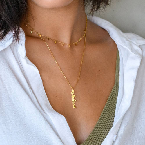 Seraphina Personalized Vertical Pendant Necklace