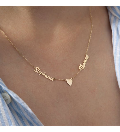 Olivia Double Name Heart Necklace
