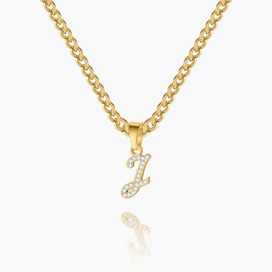 Inaya Script Iced Letter Necklace